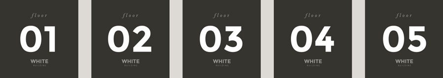 White Building Signage System Floor Levels
